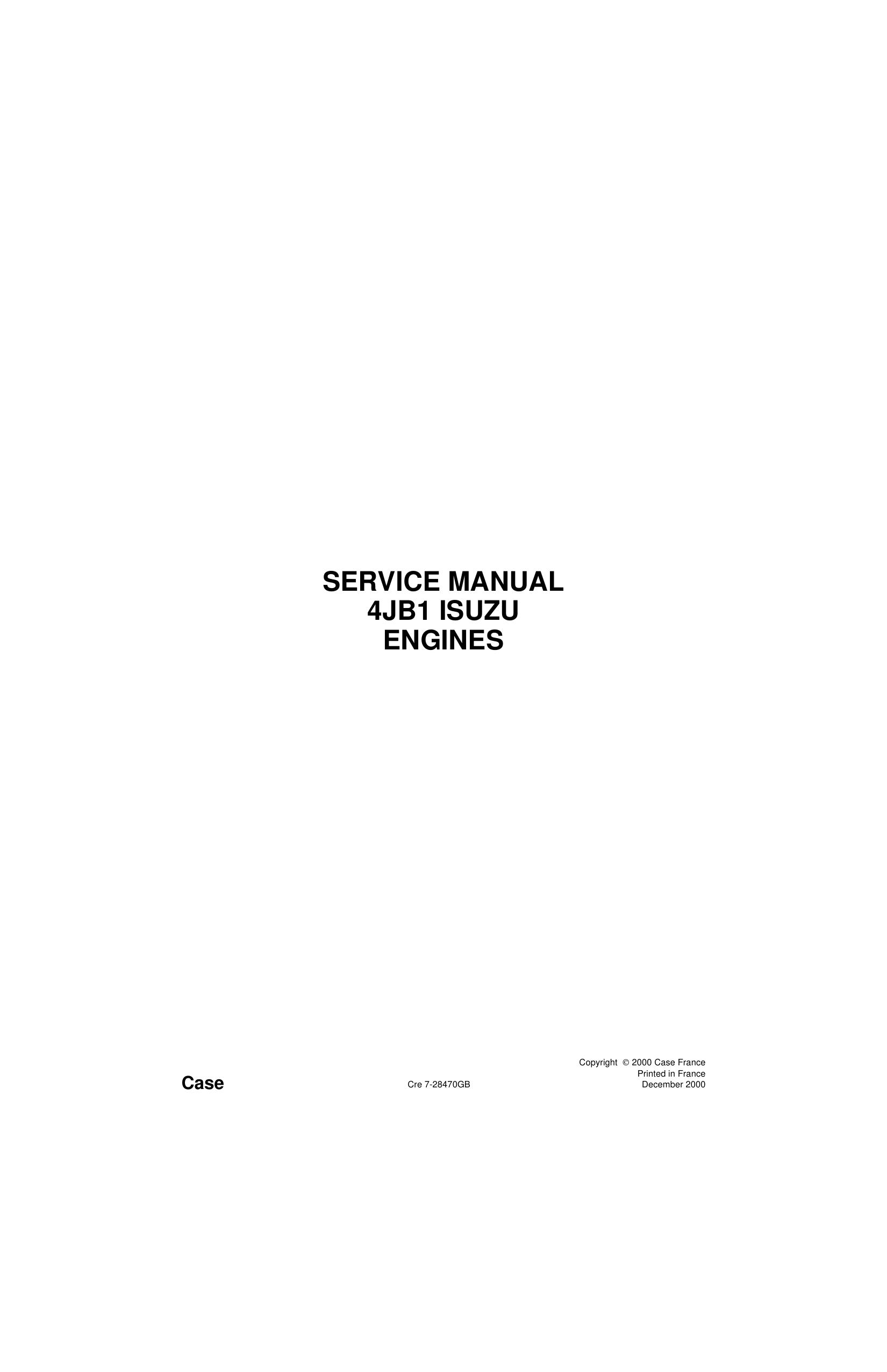 SERVICE MANUAL 4JB1 ISUZU ENGINES
